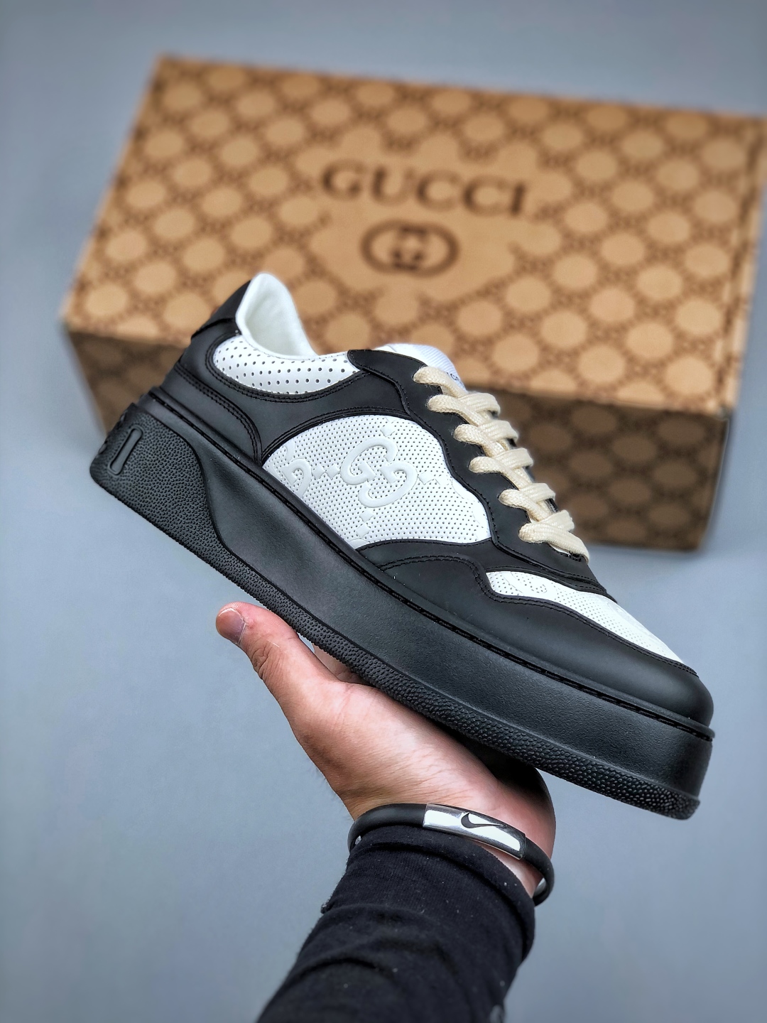Gucci2025全新升级版GG情侣款厚底鞋饼干鞋小白鞋运动鞋平板鞋