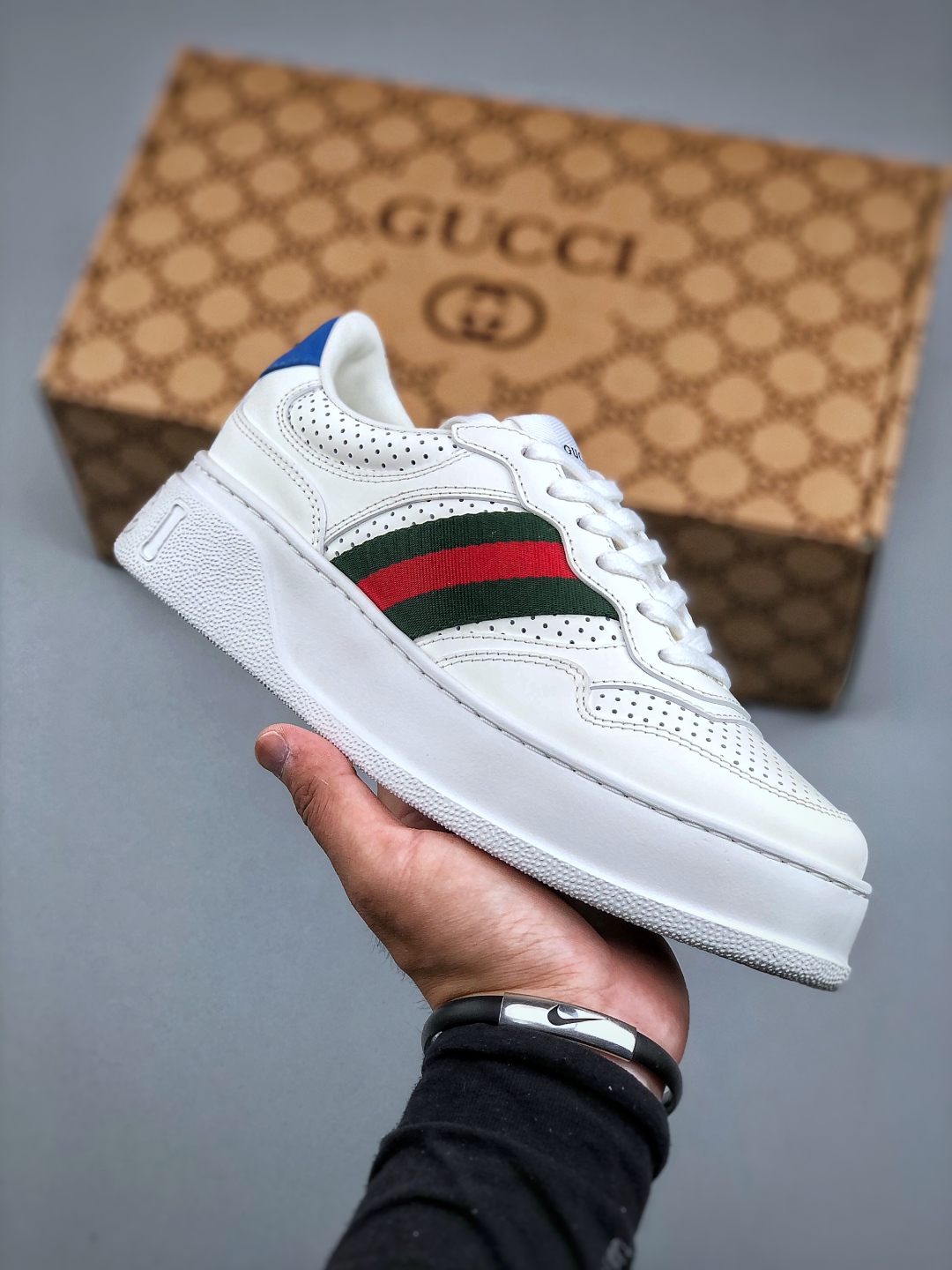 Gucci2025全新升级版GG情侣款厚底鞋饼干鞋小白鞋运动鞋平板鞋