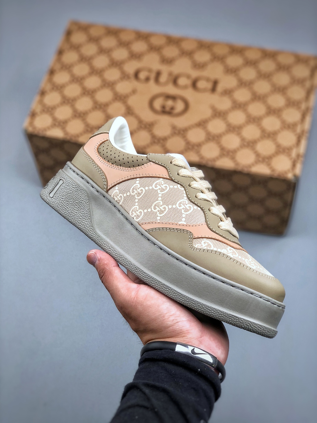 Gucci2025全新升级版 原版原色 配航空礼盒包装 @GG情侣款厚底鞋牛皮垫脚 5cm增高厚底