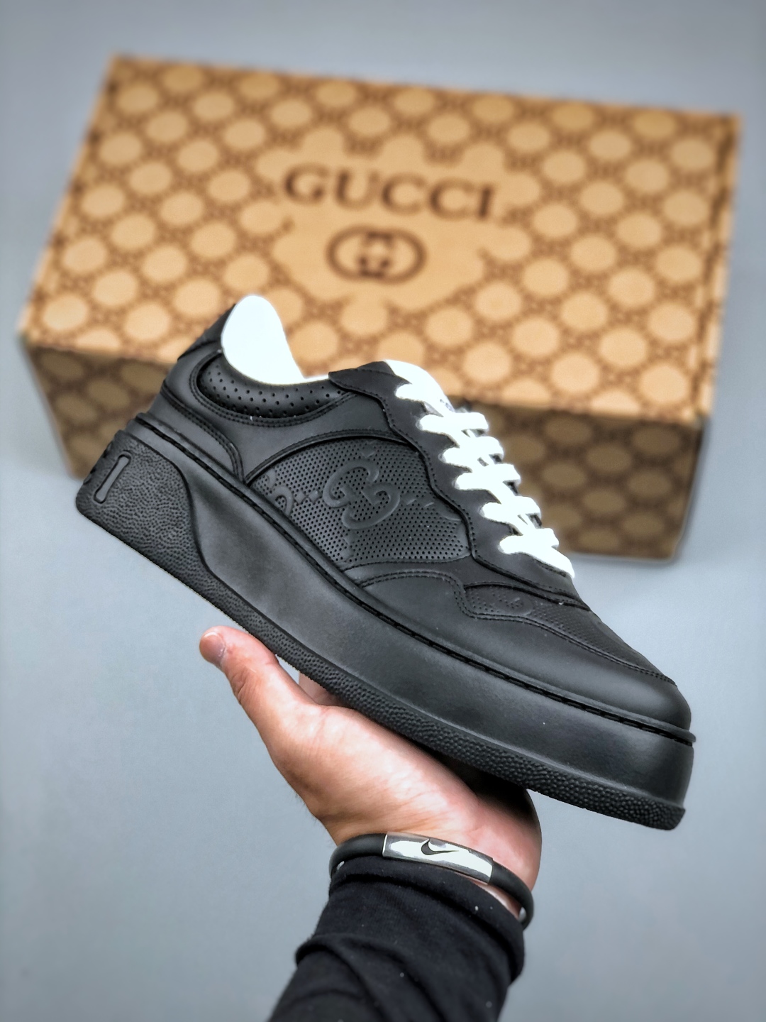Gucci2025全新升级版GG情侣款厚底鞋饼干鞋小白鞋运动鞋平板鞋
