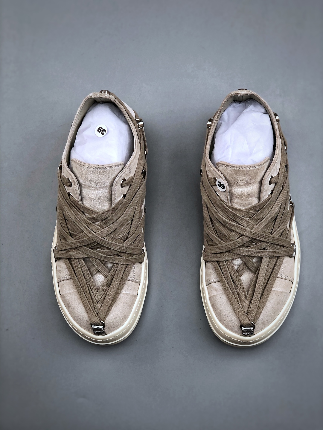 莞产G版 Rick Owens RO Mega 瑞克·欧文斯 疯狂绑带 TPU奶香大底 双层鞋垫