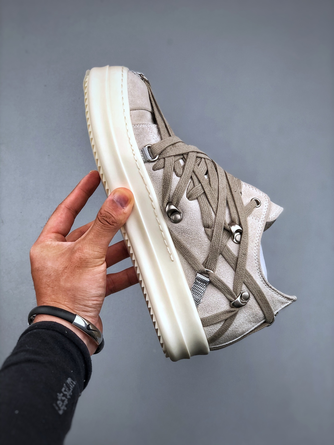 莞产G版 Rick Owens RO Mega 瑞克·欧文斯 疯狂绑带 TPU奶香大底 双层鞋垫