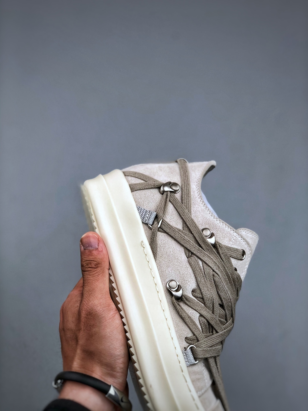 莞产G版 Rick Owens RO Mega 瑞克·欧文斯 疯狂绑带 TPU奶香大底 双层鞋垫
