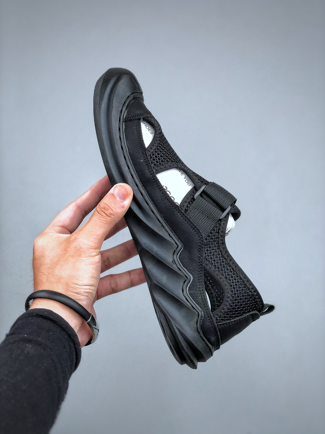 2025最新款 新一代ecco广东大厂 钢印版本 透气洞洞鞋软底软面一脚蹬镂空休闲运动鞋男士网面鞋