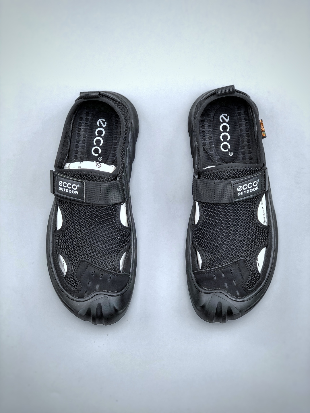 2025最新款 新一代ecco广东大厂 钢印版本 透气洞洞鞋软底软面一脚蹬镂空休闲运动鞋男士网面鞋