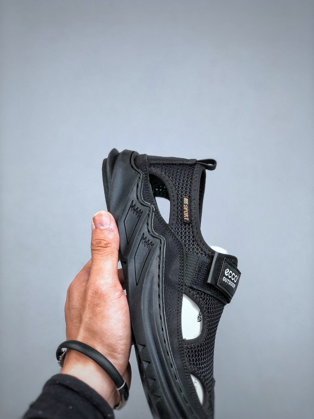 2025最新款 新一代ecco广东大厂 钢印版本 透气洞洞鞋软底软面一脚蹬镂空休闲运动鞋男士网面鞋