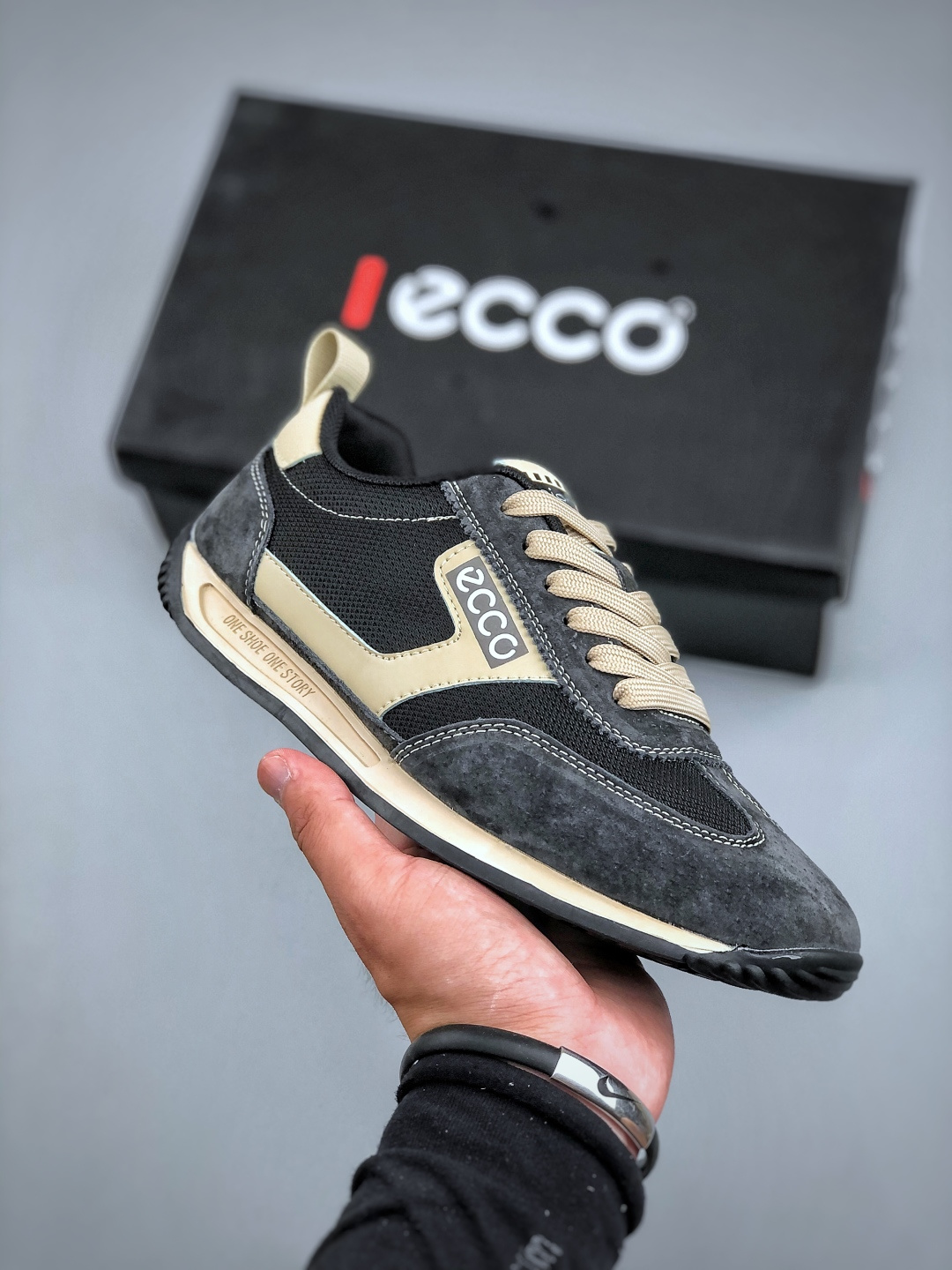 E/ECCO爱步 小红书爆款 新款百搭休闲款 Ecco/爱步男士跑步鞋休闲鞋透气轻质系带轻便运动鞋