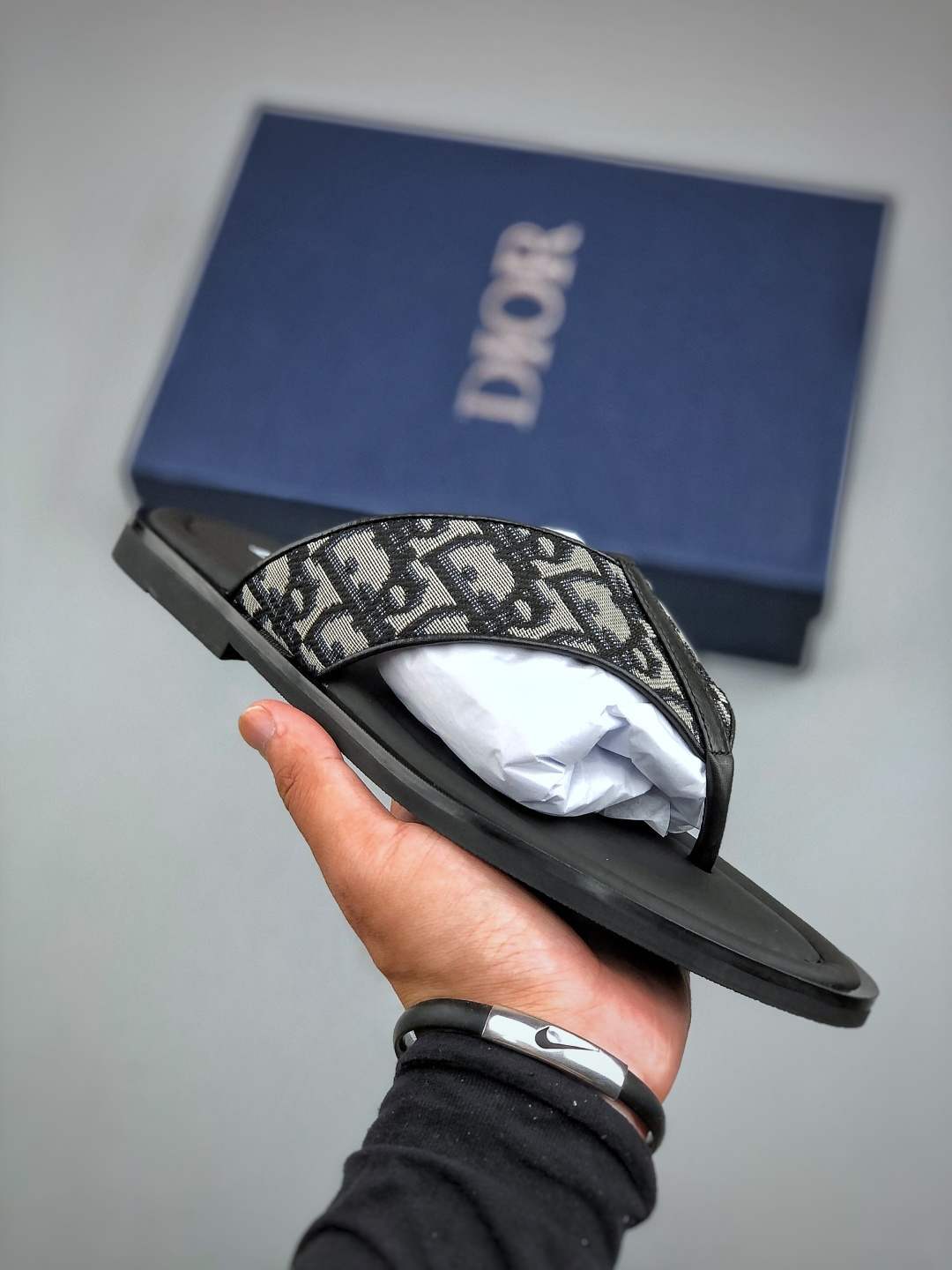 240 外贸版本 Dior迪奥Alias 小牛皮 圆头平底一字拖鞋 男款 米色拖鞋 凉鞋