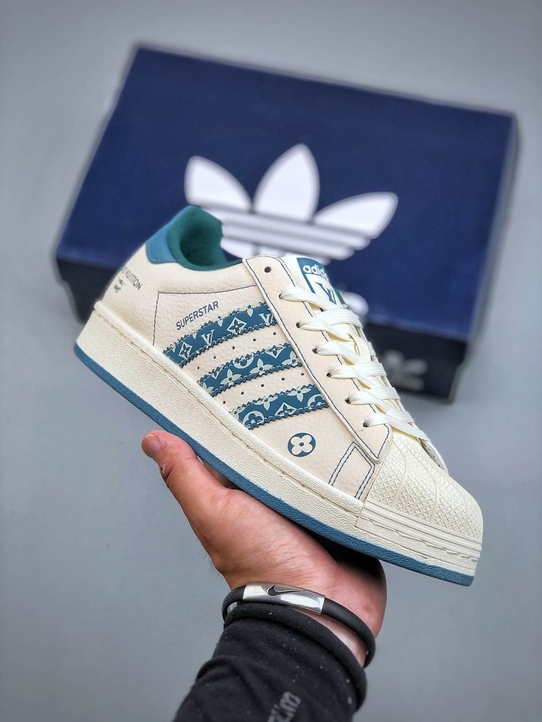 Adidas Originals Superstar x Louis Vuitton Collaboration Cream/Blue Sneakers
