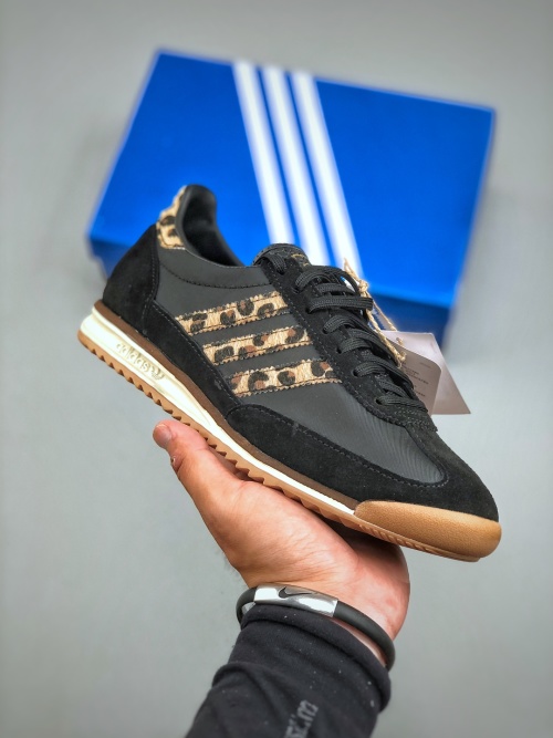 Adidas SL 72 RS Retro Casual Running Shoes - Black/Leopard Print Accents 1 Adidas SL 72 RS Retro Casual Running Shoes - Black/Leopard Print Accents