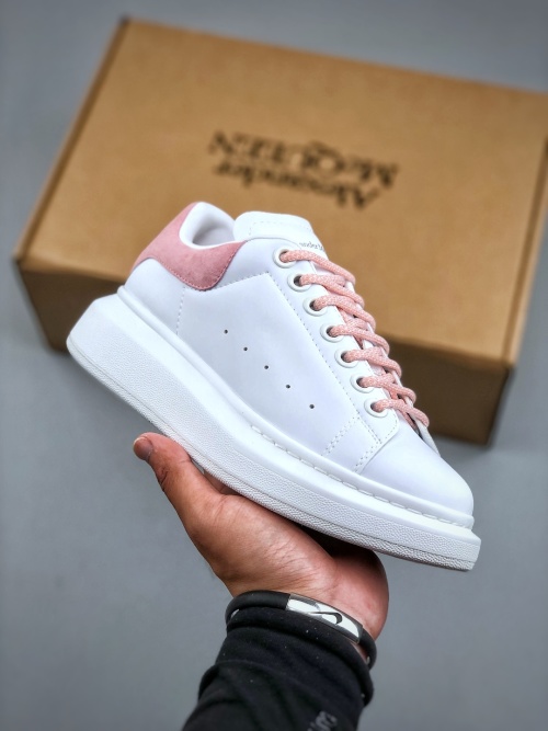 Alexander McQueen Women's White & Pink Leather Oversized Platform Sneakers 1 Alexander McQueen Women's White & Pink Leather Oversized Platform Sneakers
