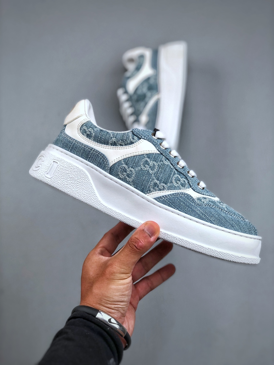 海外版 高奢 Gu Screener GG High-Top Sneaker古驰饼干鞋