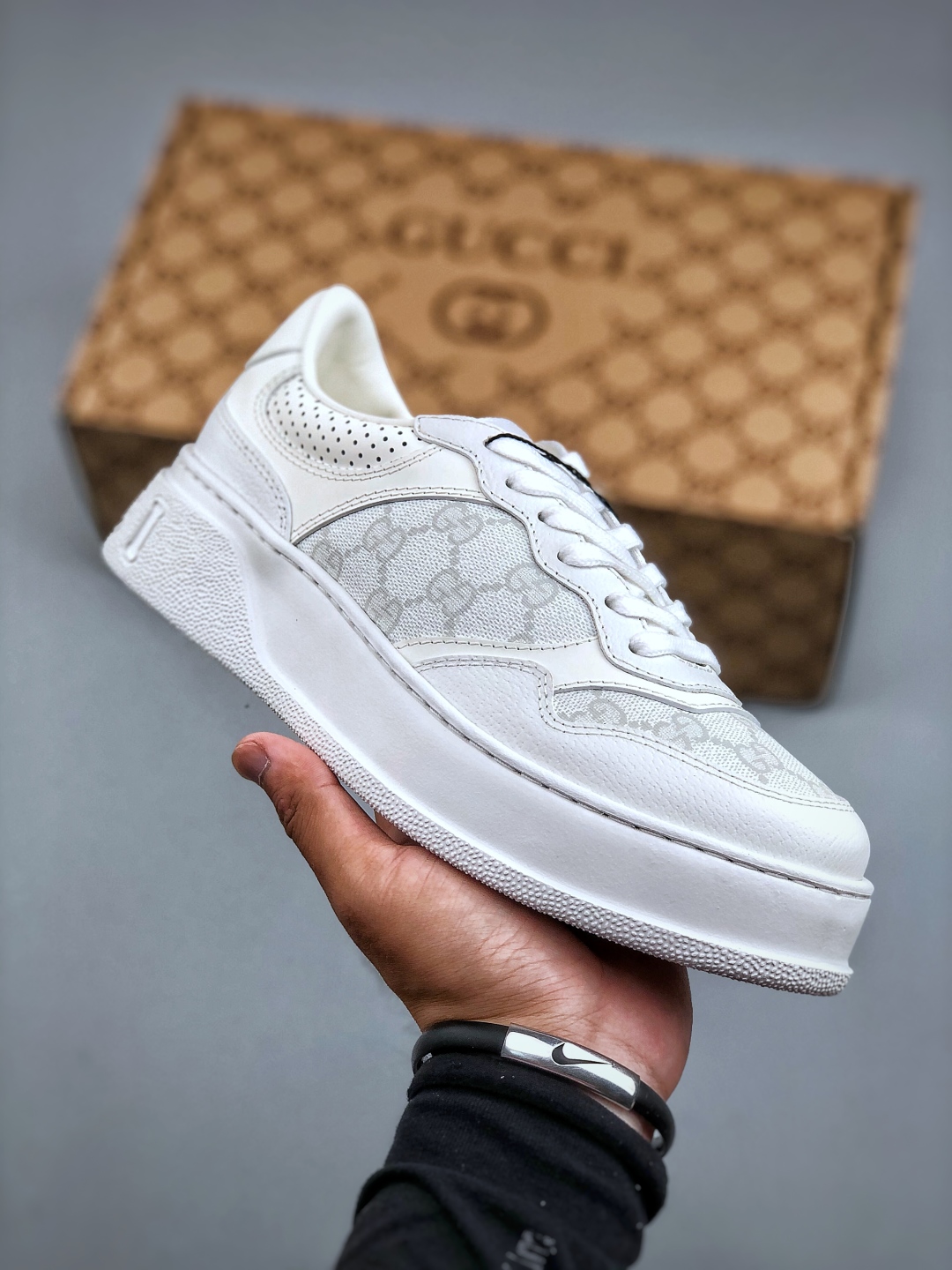 Gucci GG情侣款厚底鞋饼干鞋小白鞋运动鞋平板鞋走秀款必定种草打call 经典gucci织带