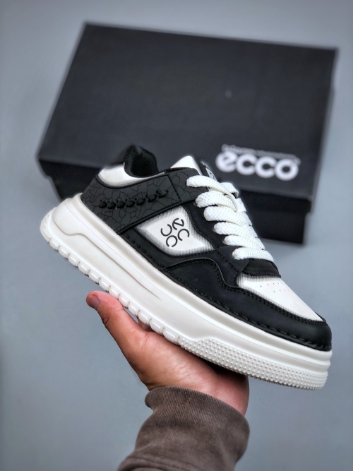 ECCO Men's Black & White Leather Casual Sneakers - Size 39-44 1 ECCO Men's Black & White Leather Casual Sneakers - Size 39-44