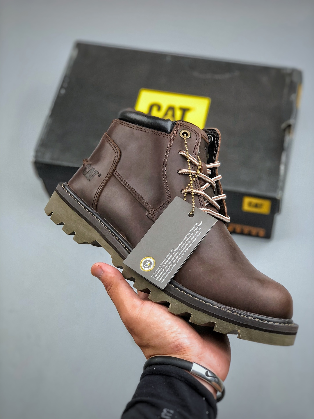 CAT Men's Classic Mid-Cut Leather Ankle Boots Casual Outdoor