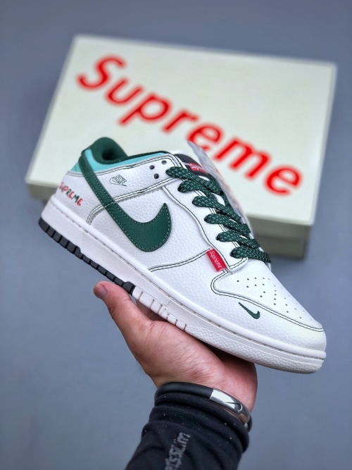 Nike SB Dunk Low Supreme White Green Company Grade, Limited Edition 30 Nike SB Dunk Low Supreme White Green Company Grade, Limited Edition