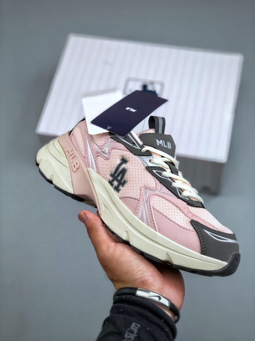 MLB Curve Runner Speed NB Casual Lifestyle Chunky Sneakers - Pink/Gray 32 MLB Curve Runner Speed NB Casual Lifestyle Chunky Sneakers - Pink/Gray