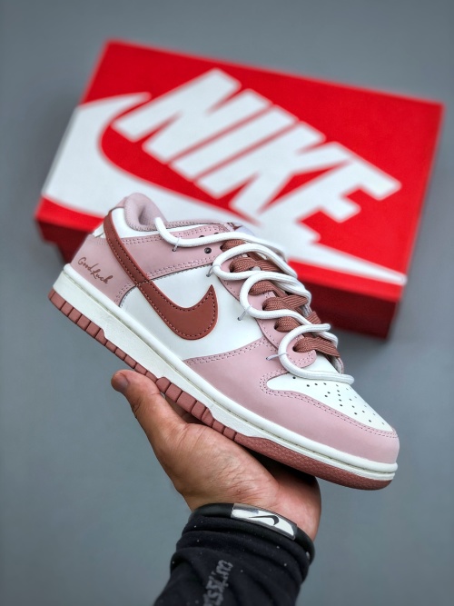 Nike SB Dunk Low "Just Do It" Pink and Brown Leather Shoes 1 Nike SB Dunk Low "Just Do It" Pink and Brown Leather Shoes