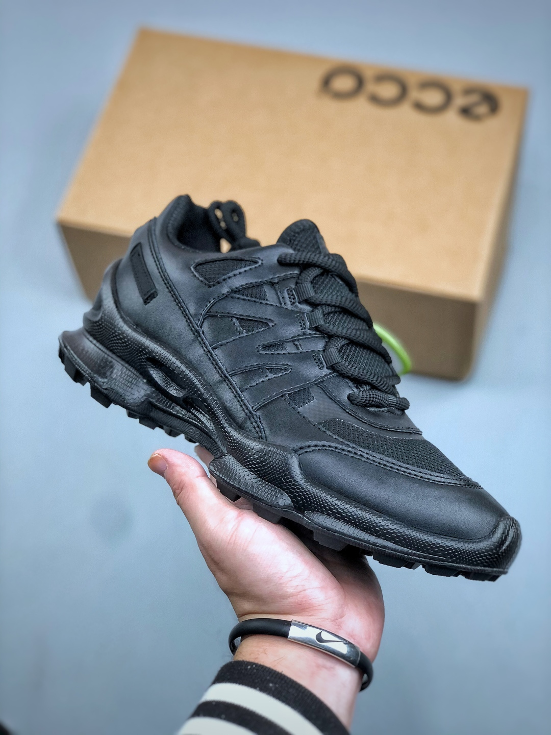 莞产顶级 ECCO爱步｜注塑工艺 牛皮革 低帮 徒步鞋 黑色
