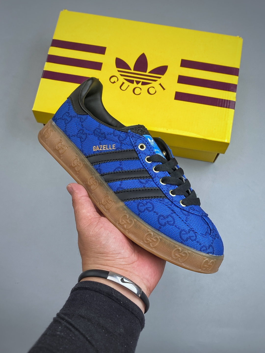Gucci x Adidas Originals Gazelle INdoor 古驰联名 阿迪达斯 三叶草休闲防滑耐磨低帮板鞋 货号:IE2266