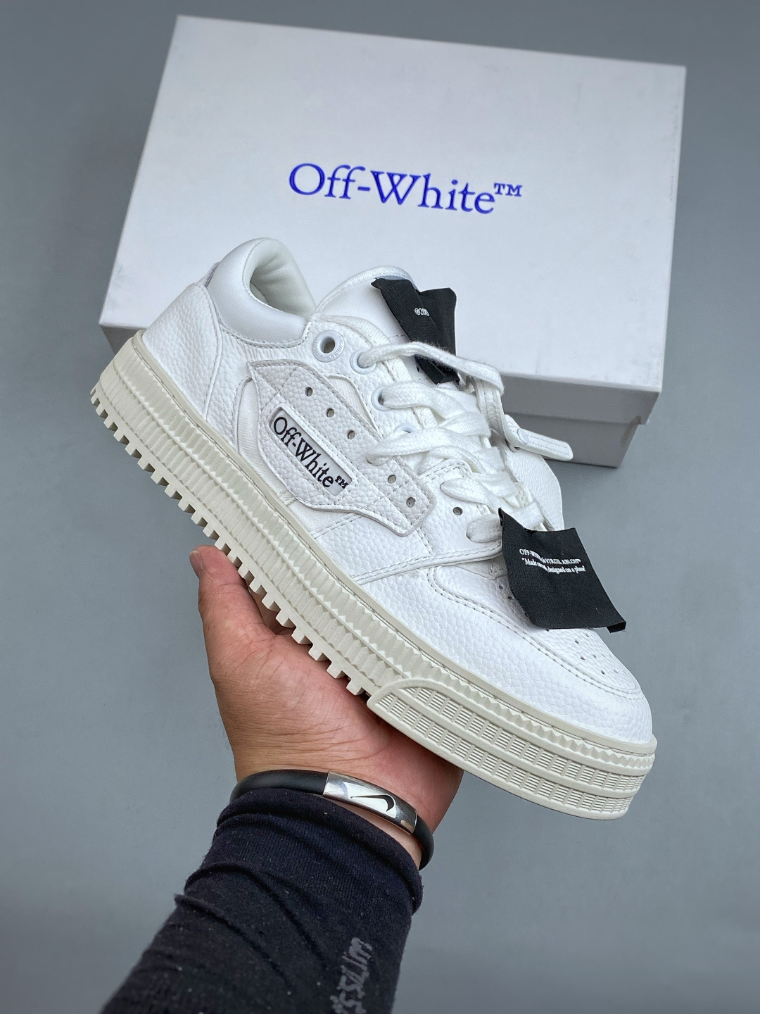 N Off-White c/o Virgil AblohTT 3.0 off court 小牛皮圆头系带