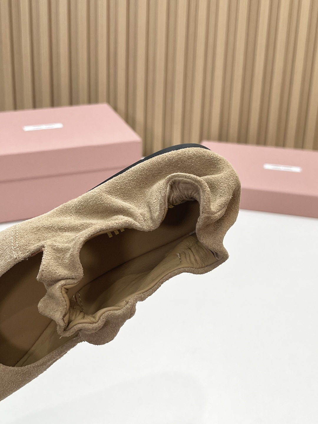 Miu Miu Khaki Suede Ballet Flats