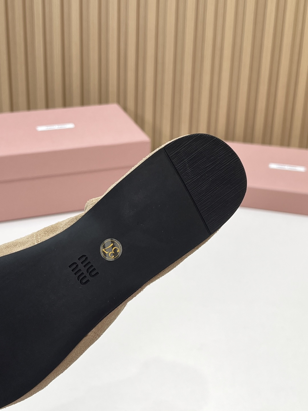 Miu Miu Khaki Suede Ballet Flats