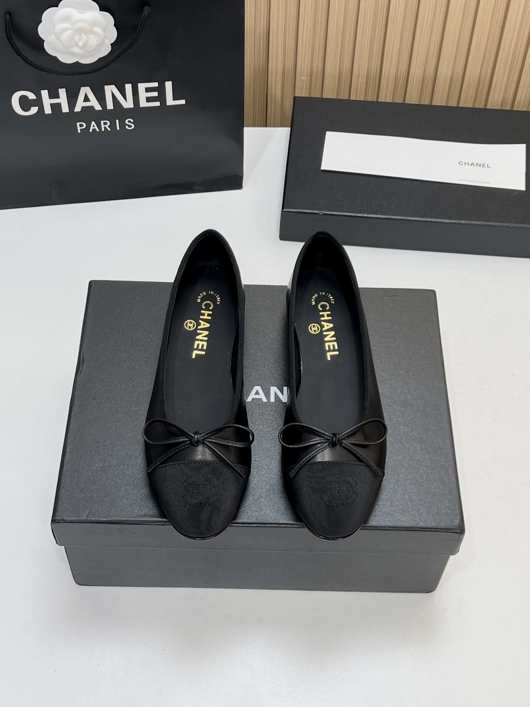Chanel Black Bow Ballet Flats