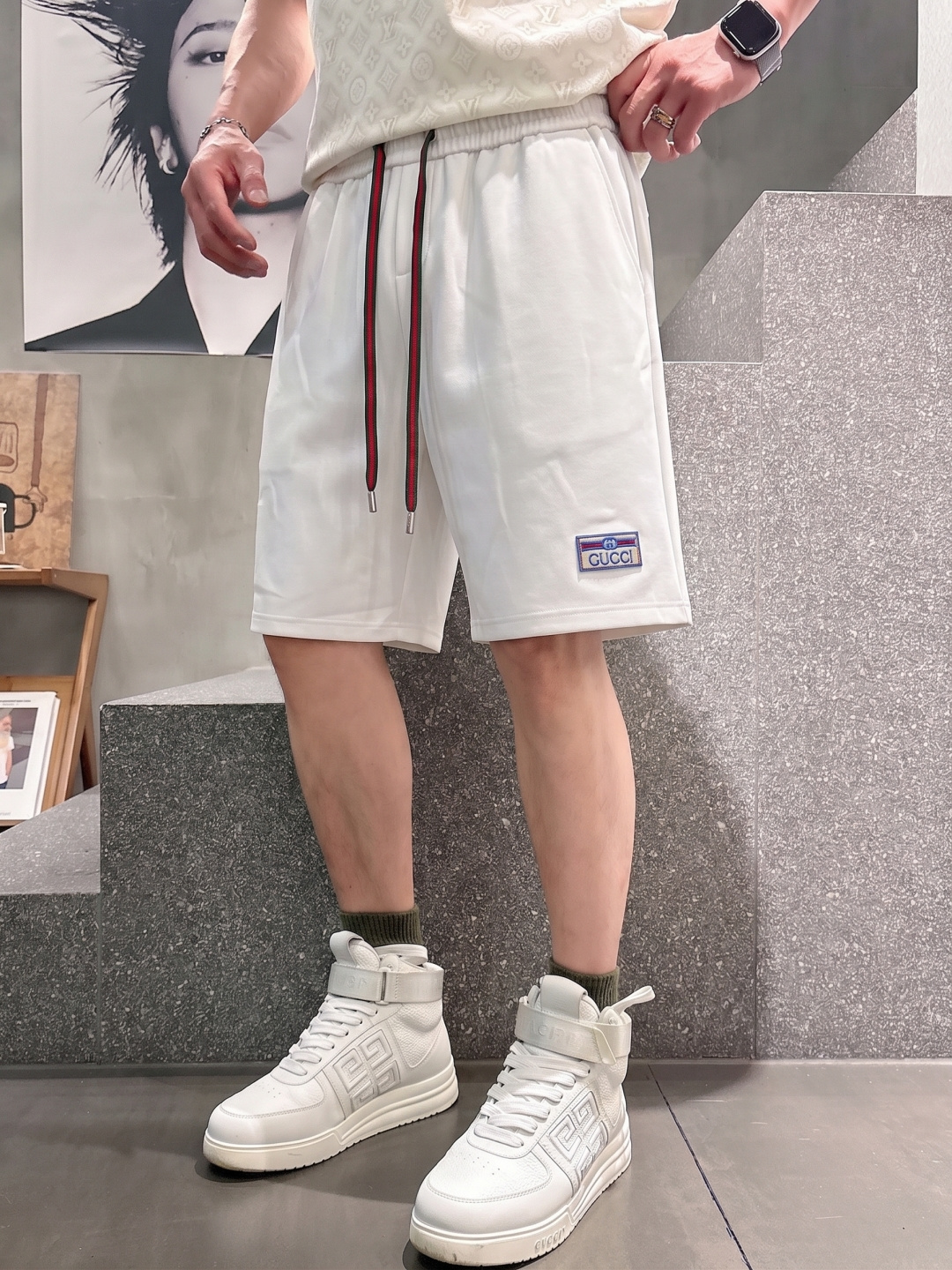 . 古奇 2026春夏新款男士休闲宽松短裤 五分裤 高端货简洁时尚大方定制原版进口面料简洁利落又清爽品质做工细节精美简约