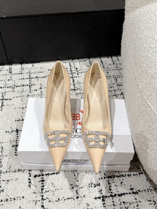 Balenciaga Patent Leather Pointed Toe Pumps with Crystal Buckle