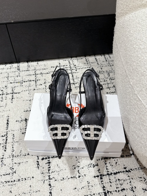 Balenciaga Pointed Toe Slingback Pumps with Crystal Embellished Buckle 1 Balenciaga Pointed Toe Slingback Pumps with Crystal Embellished Buckle