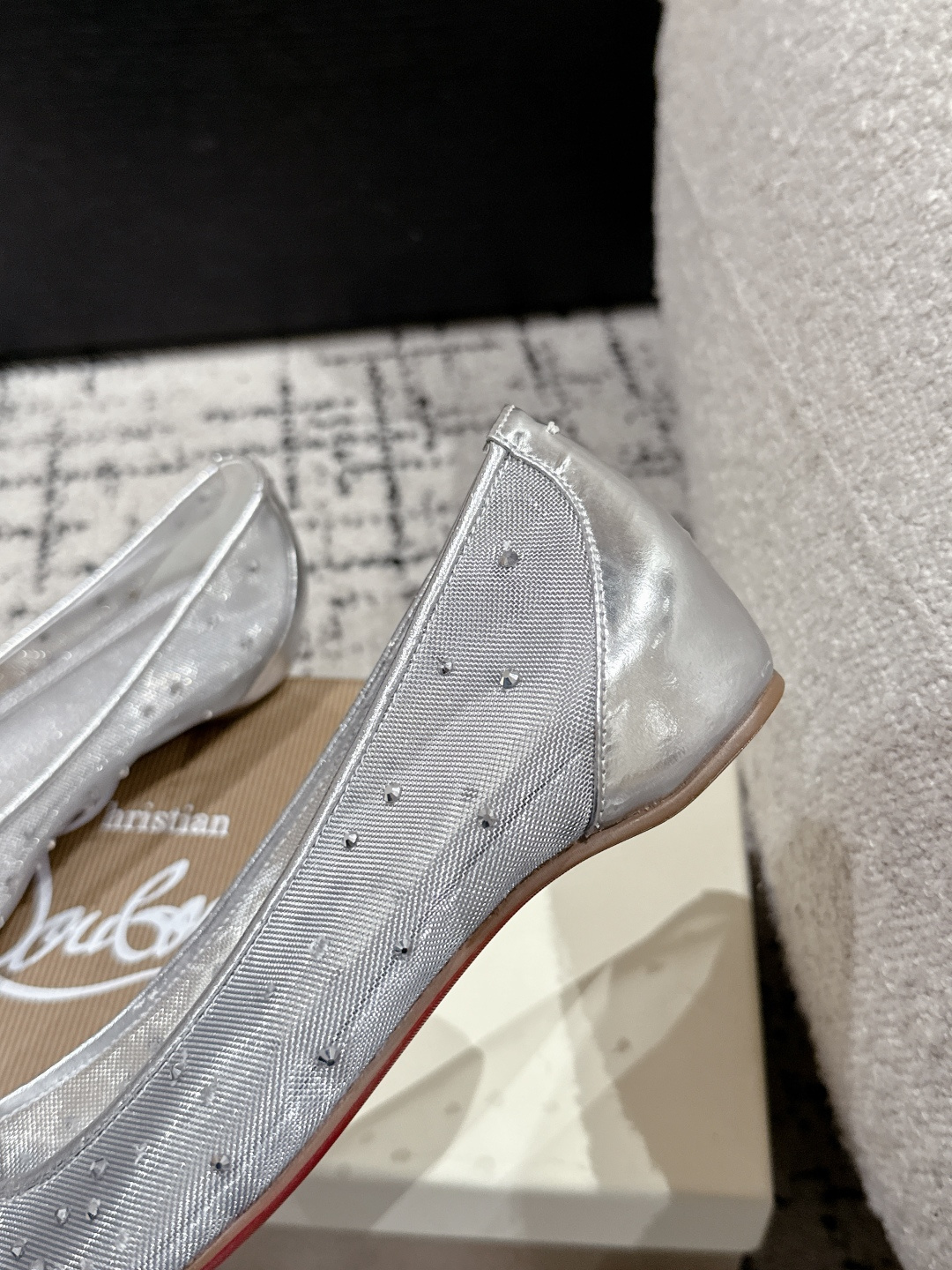 MM6 x CL Red Bottom Ballet Shoes: Original Design with Grid-Hot Drilling Fabric - 图片 7