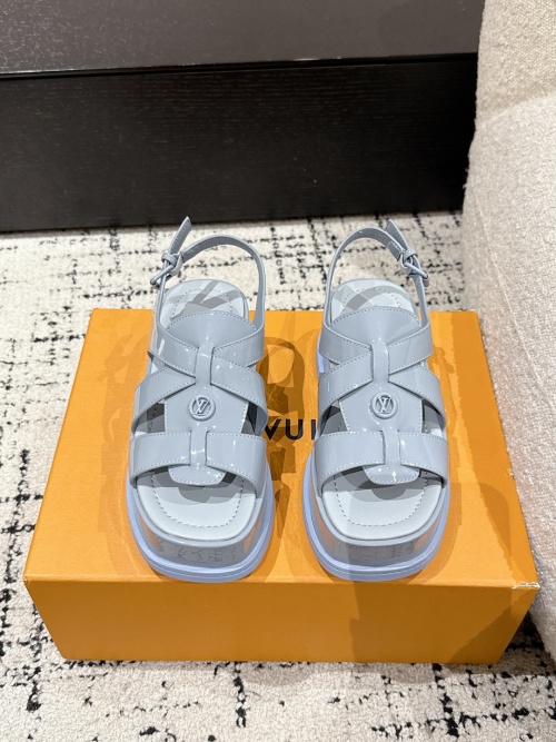 Louis Vuitton Maya Flatform Sandal in Blue Patent Leather and Denim 1 Louis Vuitton Maya Flatform Sandal in Blue Patent Leather and Denim