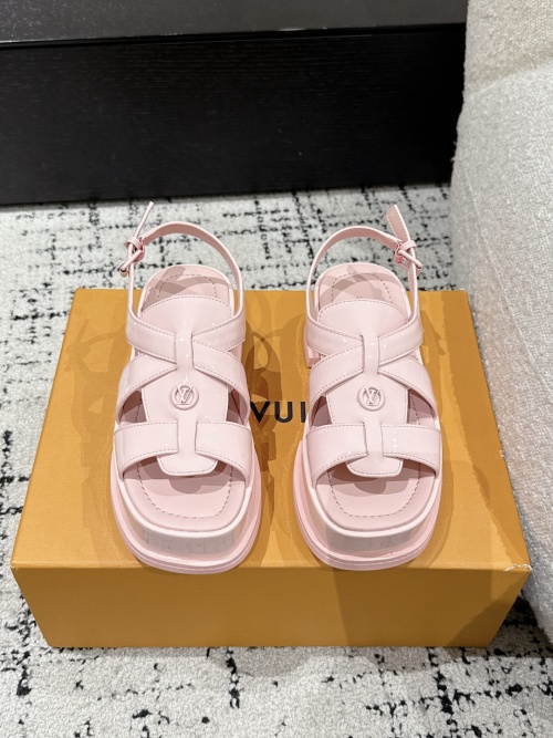 Louis Vuitton Maya Flatform Sandal in Pink Patent Leather and Denim, Summer 2025 1 Louis Vuitton Maya Flatform Sandal in Pink Patent Leather and Denim, Summer 2025