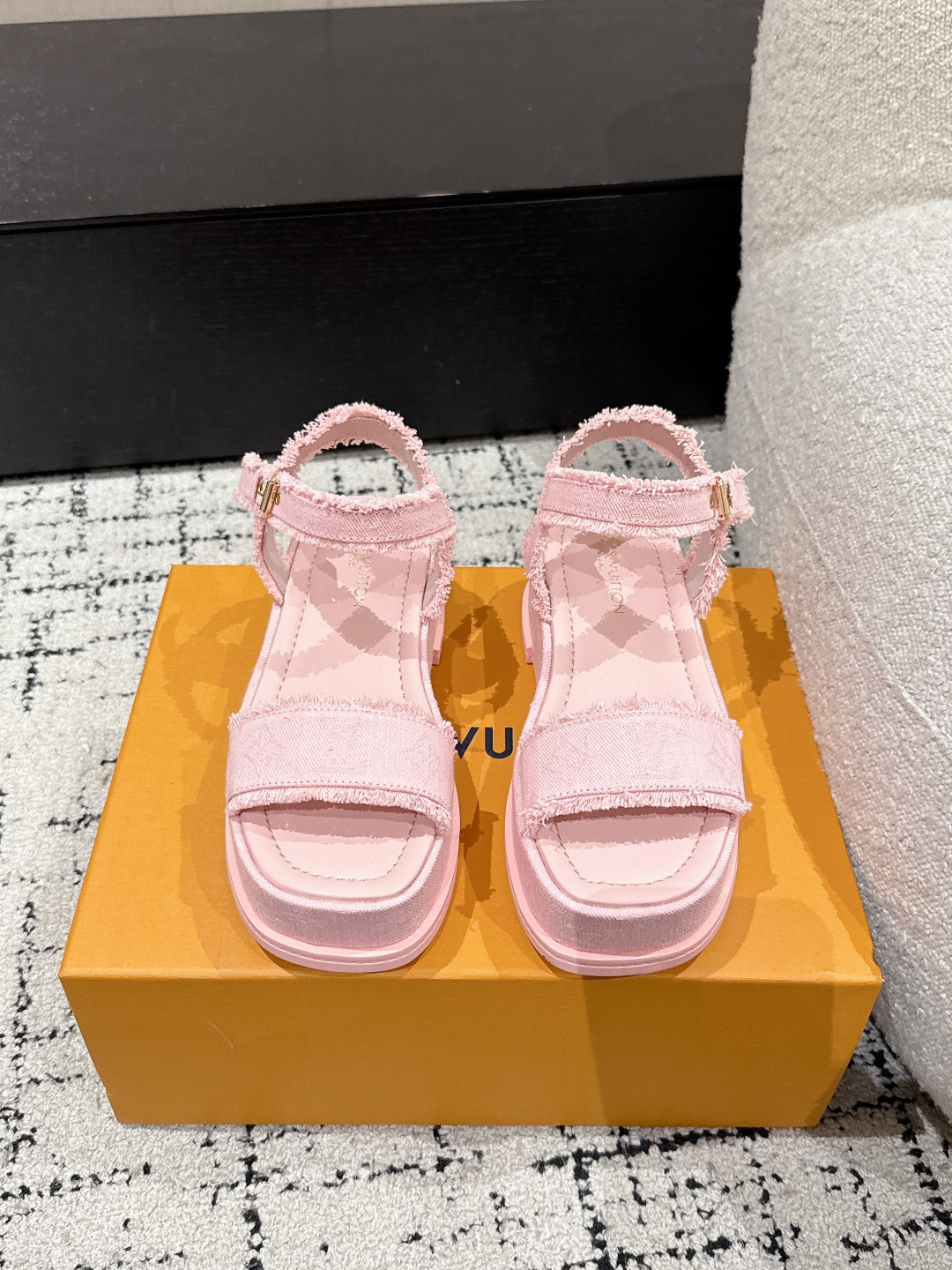 Louis Vuitton Maya Denim Flatform Sandals - Chic Summer Style, Size 35-41