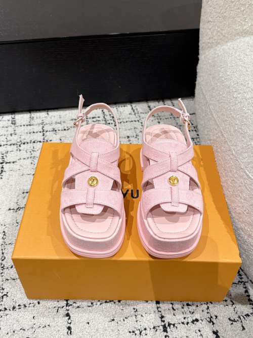 Louis Vuitton Maya Denim Platform Sandals, Summer New, Buckle, Open Toe 1 Louis Vuitton Maya Denim Platform Sandals, Summer New, Buckle, Open Toe