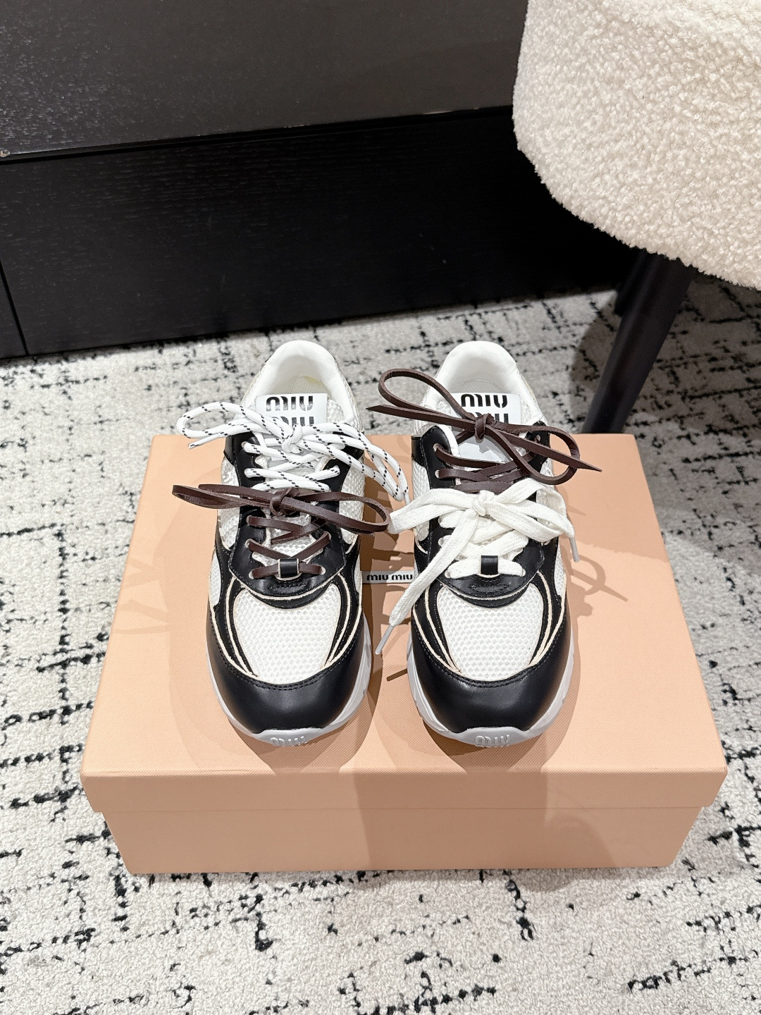 Miu Miu Retro Sneakers - Fashionable Chunky Sole Design, Comfortable and Stylish