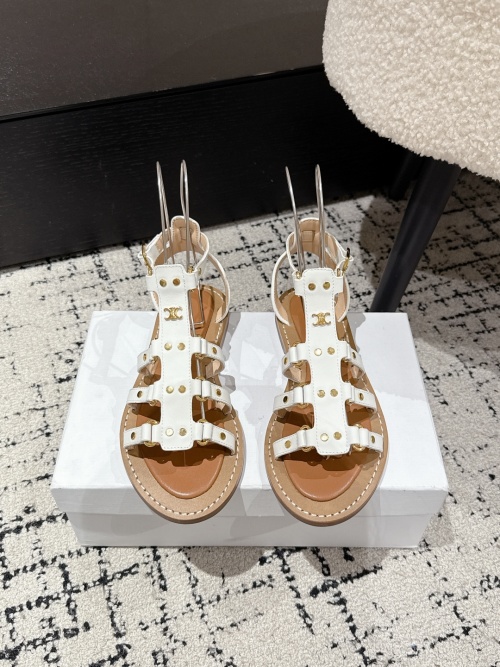 Celine White Leather Triumplhe Gladiator Sandals Retro Summer Fashion Shoes 1 Celine White Leather Triumplhe Gladiator Sandals Retro Summer Fashion Shoes