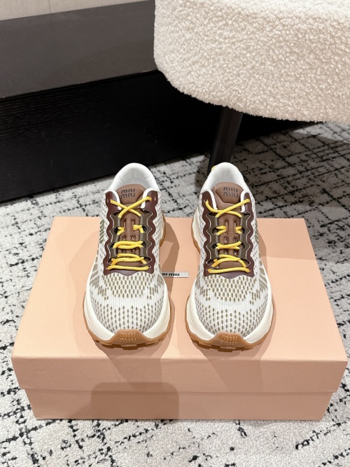 Miu Miu Women's 2025 Fashion Sneakers Lace-Up Mesh Blend Sheepskin Leather 1 Miu Miu Women's 2025 Fashion Sneakers Lace-Up Mesh Blend Sheepskin Leather
