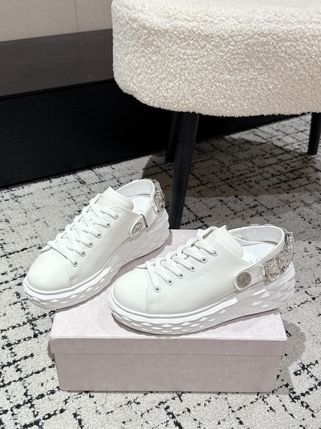 Jimmy Choo Diamond Sports Shoe Series with Zirconium Fabric and Sheep Hide Inner