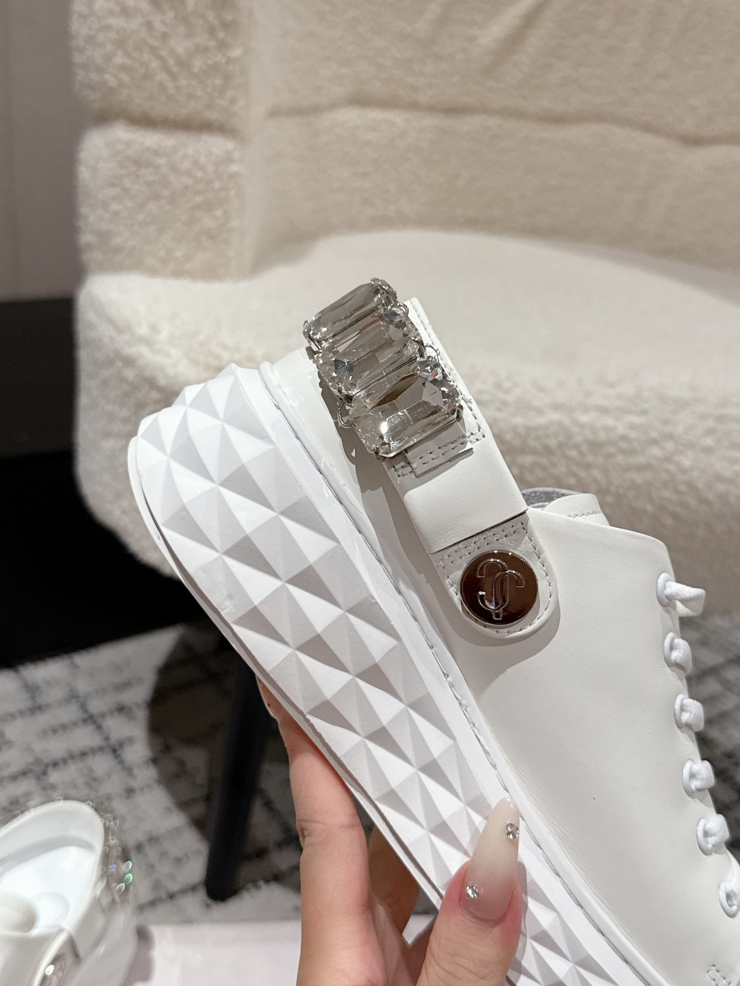 Jimmy Choo Diamond Sports Shoe Series with Zirconium Fabric and Sheep Hide Inner - 图片 8