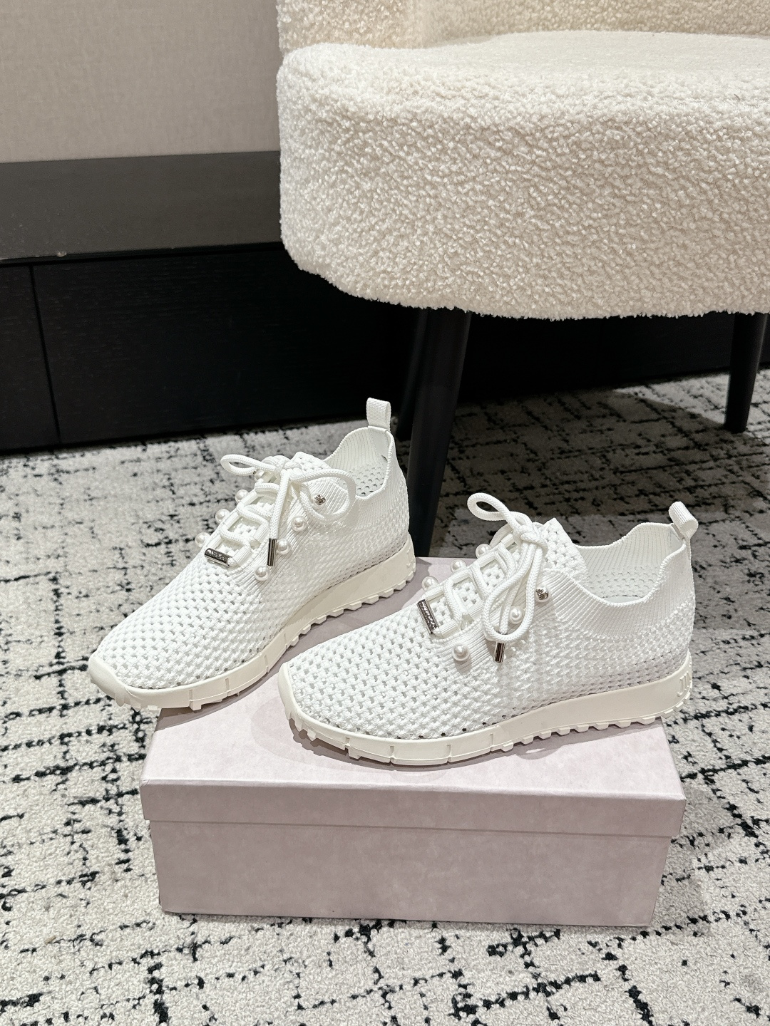 New Knitting Sneakers by Jimmy Choo: “The Goddess” in Perfect White, Sizes 35-40.