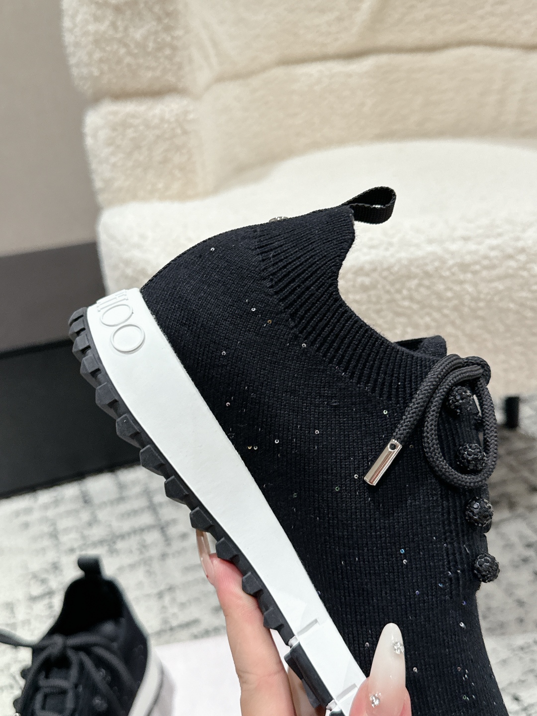 New Knitting Sneakers by Jimmy Choo in White, Sizes 35-40, Customizable. - 图片 8