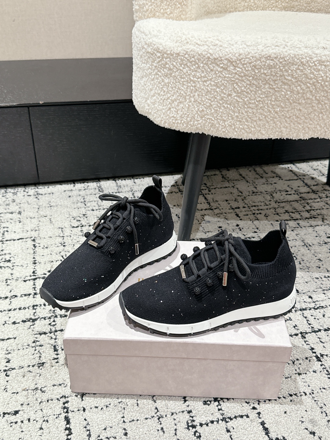New Knitting Sneakers by Jimmy Choo in White, Sizes 35-40, Customizable.