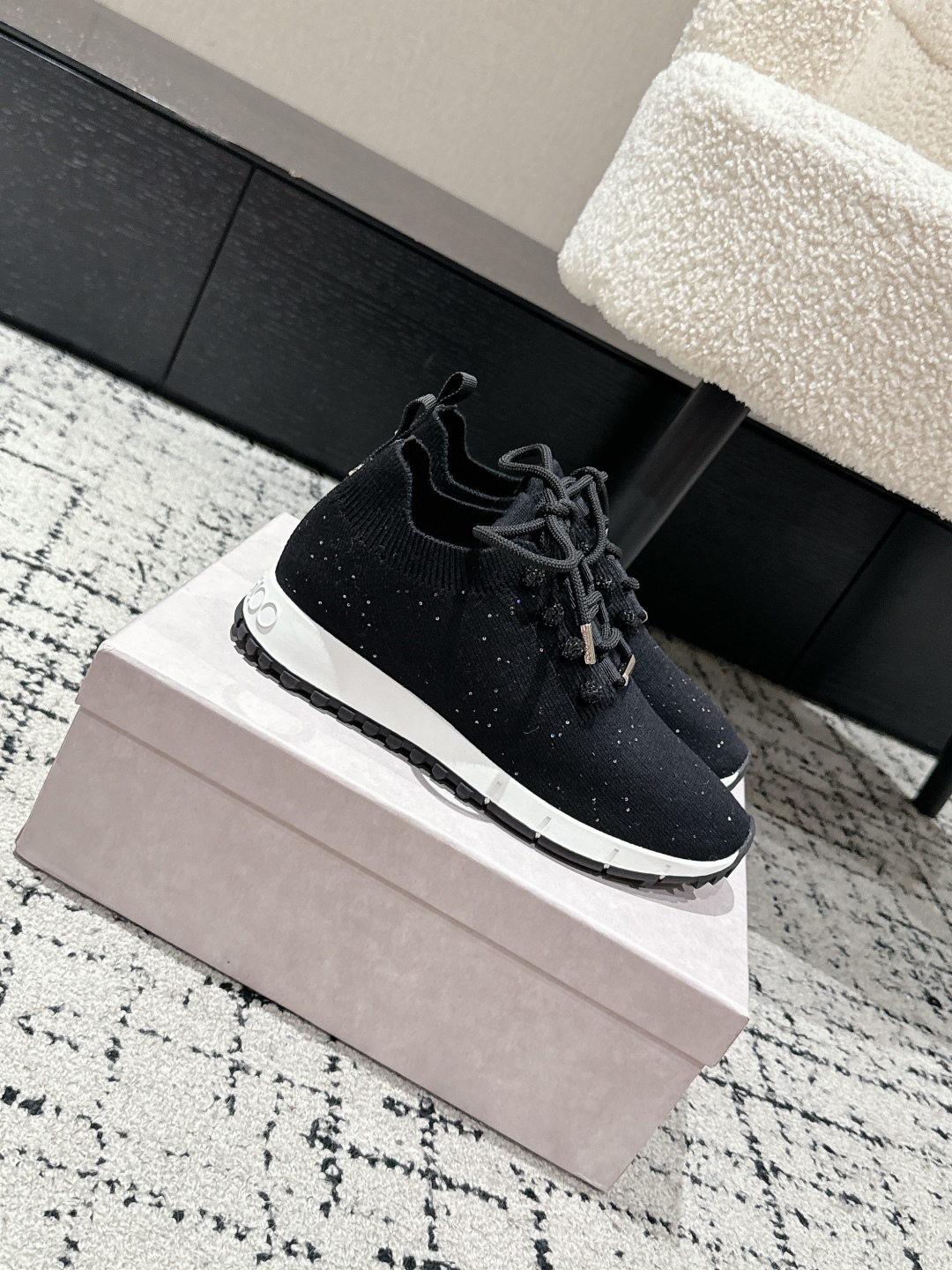 New Knitting Sneakers by Jimmy Choo in White, Sizes 35-40, Customizable. - 图片 3