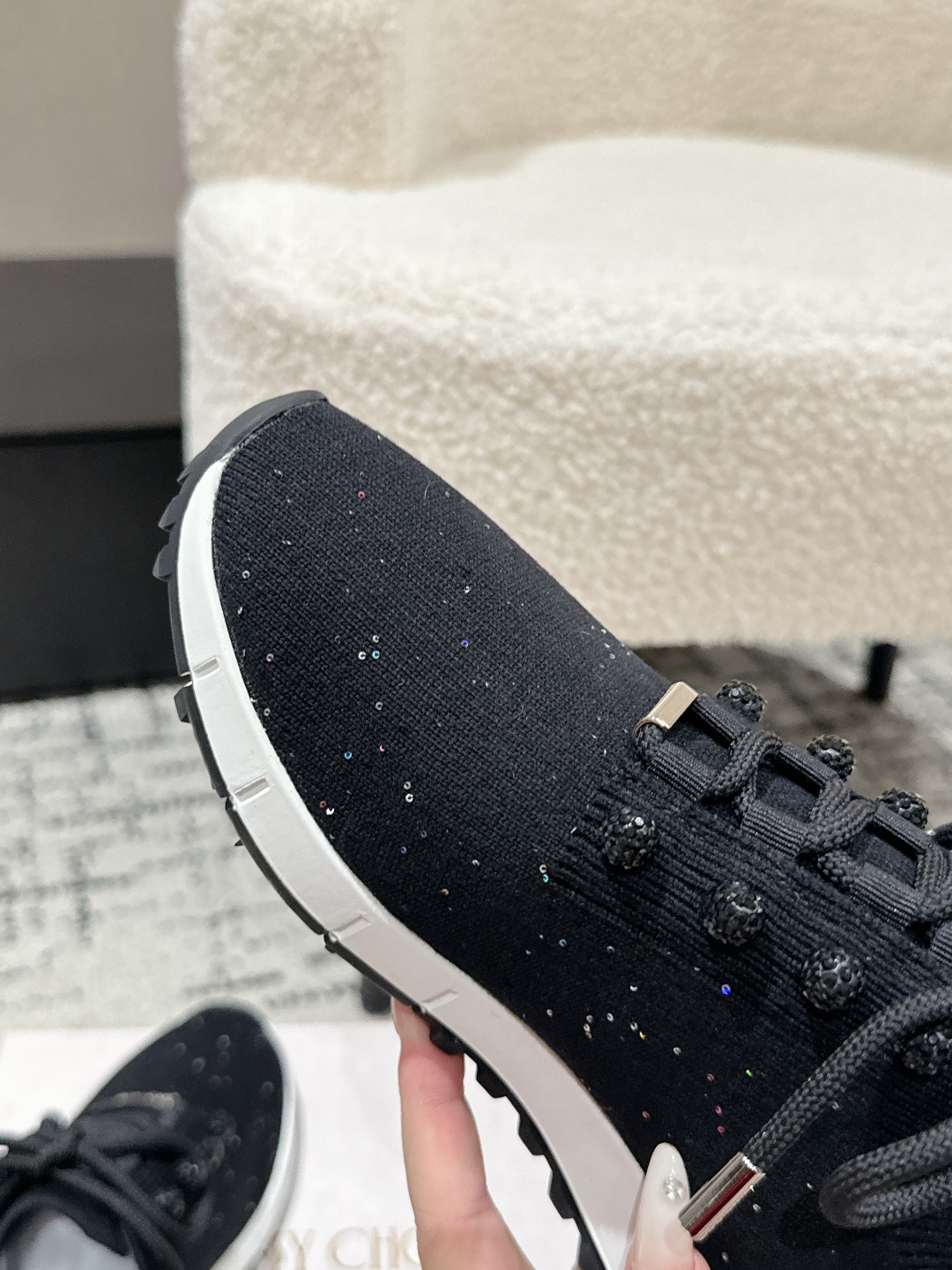 New Knitting Sneakers by Jimmy Choo in White, Sizes 35-40, Customizable. - 图片 6