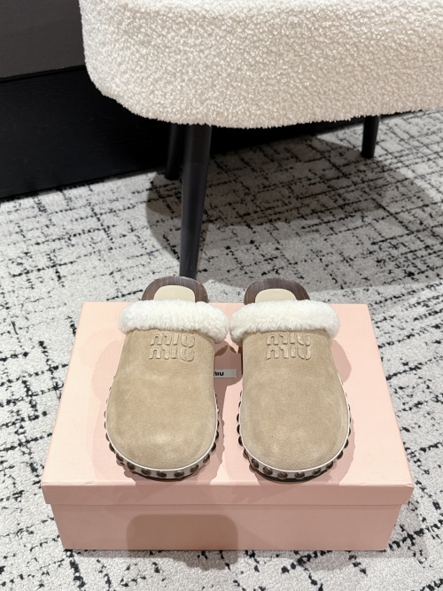Miu Miu Women's Shearling-Lined Suede Clogs, Beige, Sizes 35-40 1 Miu Miu Women's Shearling-Lined Suede Clogs, Beige, Sizes 35-40
