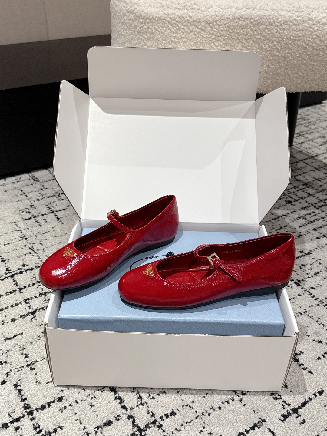 “Prada New Print Ballet Shoes: Fashionable and Comfortable Mary Jane Flats”
