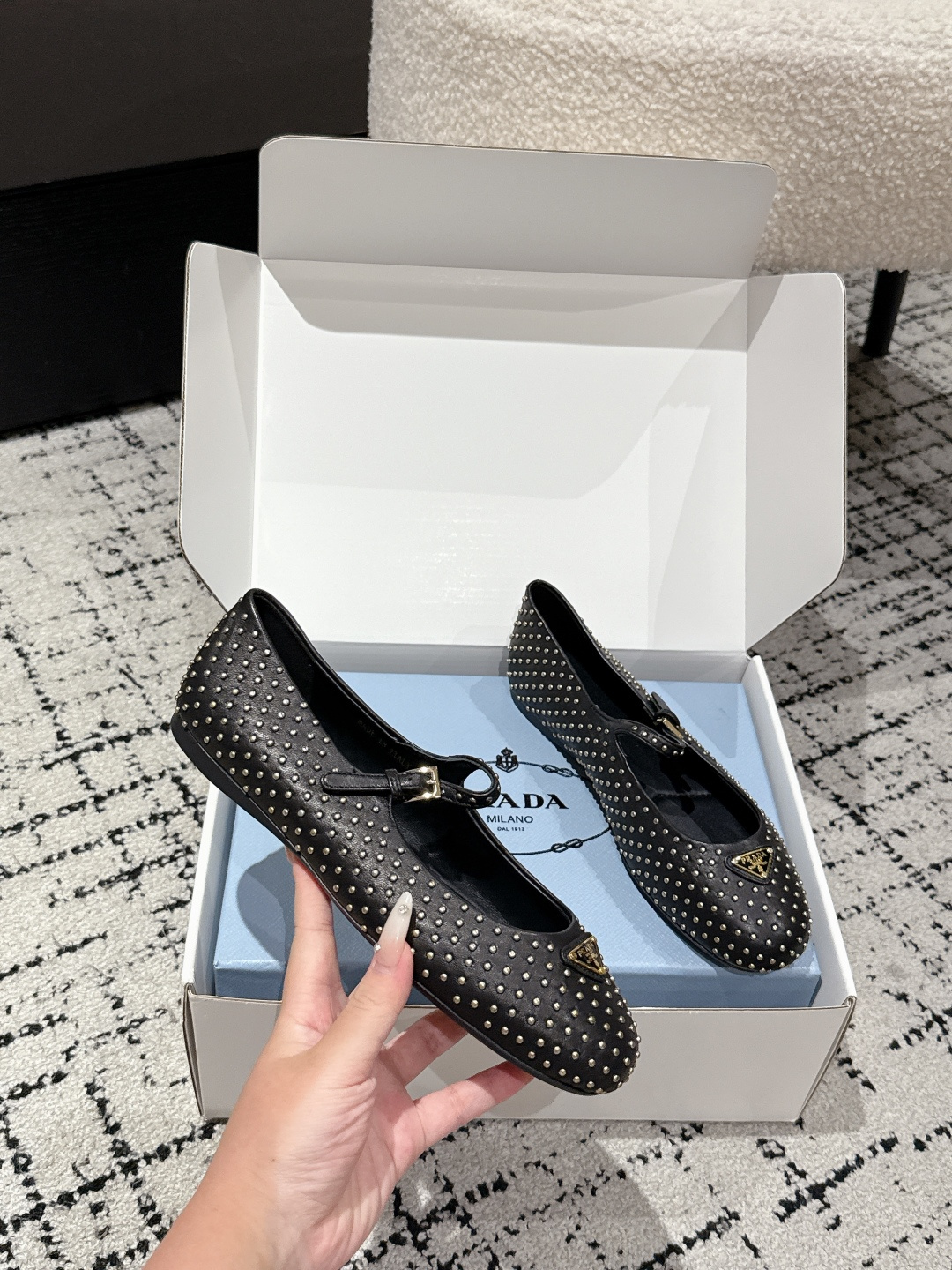 New Prada Ballet Shoes: Mary Jane Style, White Dress, Cone Heel – Size 35-41 - 图片 5