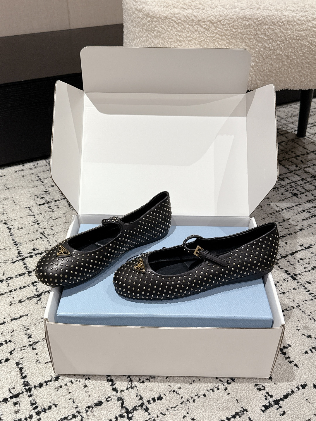 New Prada Ballet Shoes: Mary Jane Style, White Dress, Cone Heel – Size 35-41